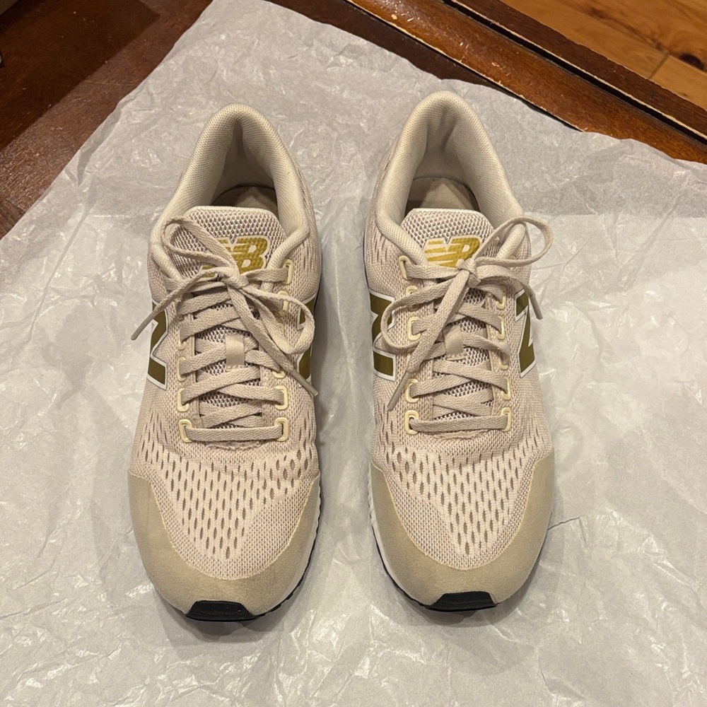 New Balance Women's Beige and Gold Sneakers